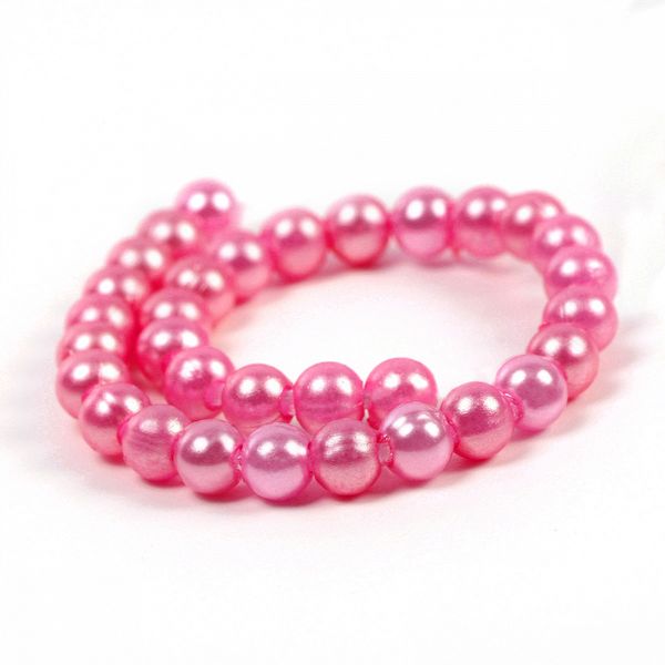 Бусины пластик (перламутр) ⌀8 мм, цв.096 яр.розовый, уп.500г (2130 шт), Magic4Hobby