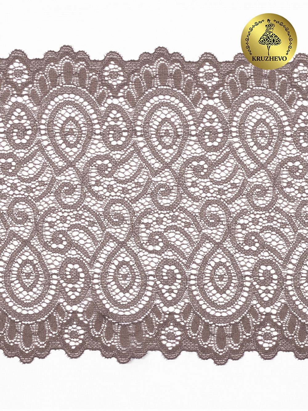 Кружево эластичное (стрейч) L1351 180мм цв.010 капучино, 25м, Kruzhevo