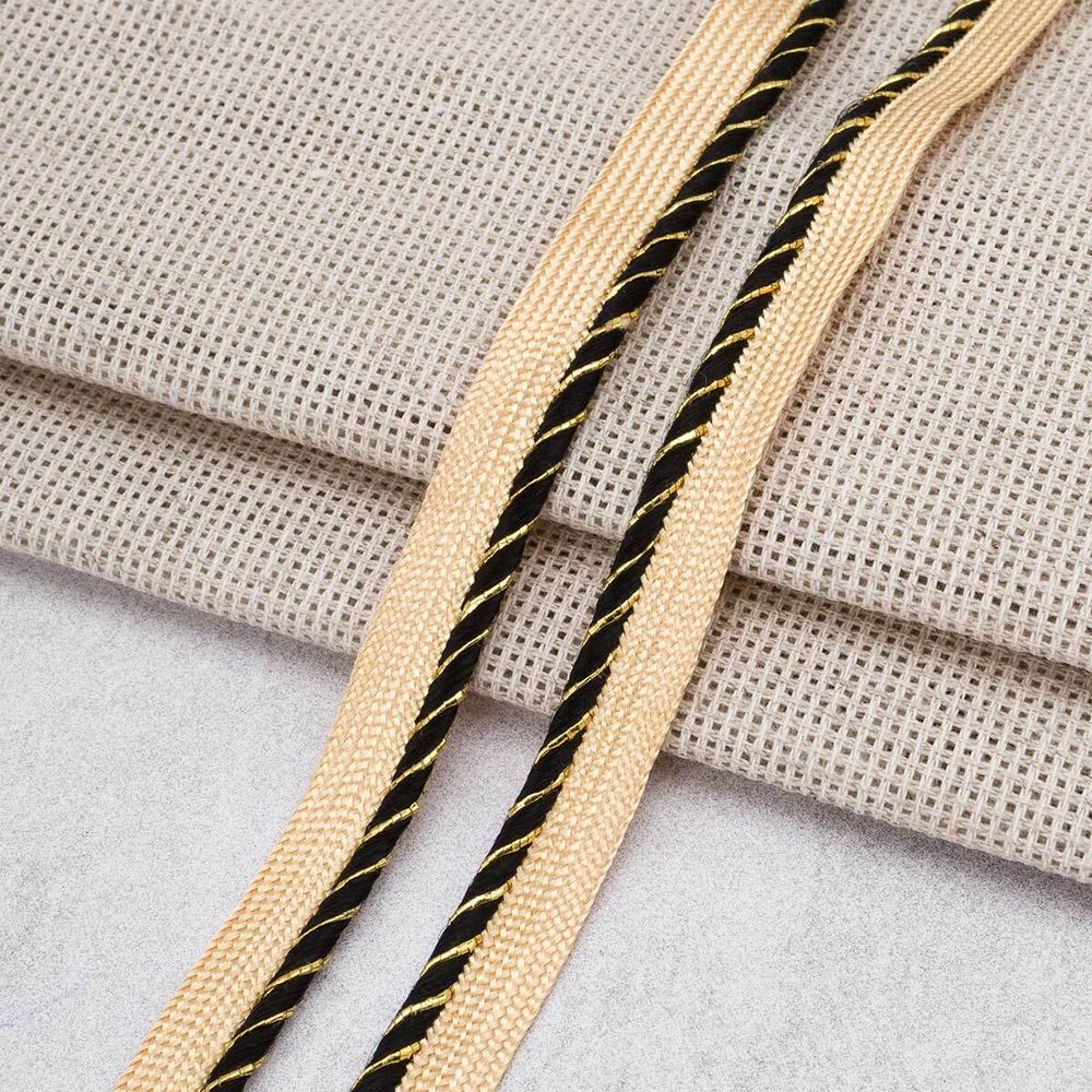 Кант декоративный с люрексом 11 мм / 27.43 метра, золото/черный, 3Al306