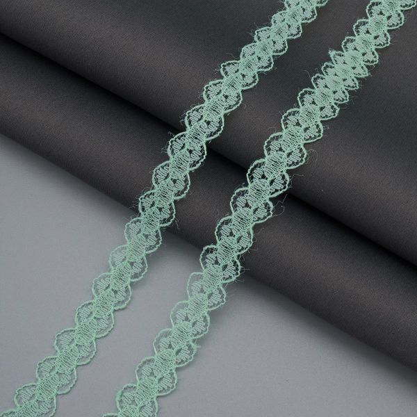 Кружево капроновое 15 мм, / 13.72 метра, ажурное, 10 мятный