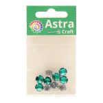 Хрустальные стразы в цапах круглой формы, изумрудный 8 мм, 10 шт. Astra&Craft, РЦ015НН8