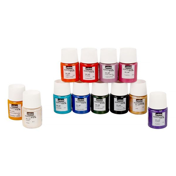 Набор красок Porcelaine 150 Исследование по фарфору и керамике под обжиг 12 цв. 20 мл, 757471 глянцевые 1, Pebeo