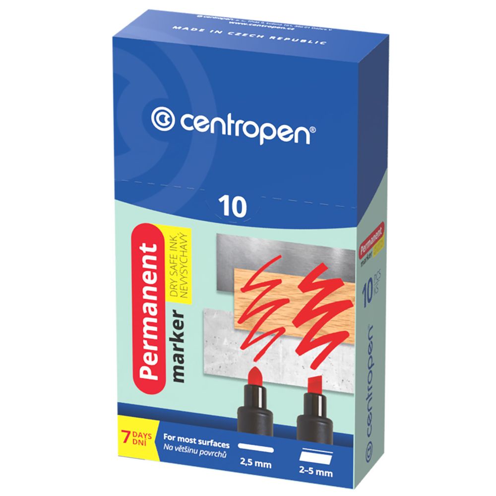 Маркер Permanent 2.5 мм, перо круглое, 10 шт, черный, Centropen 8510/1