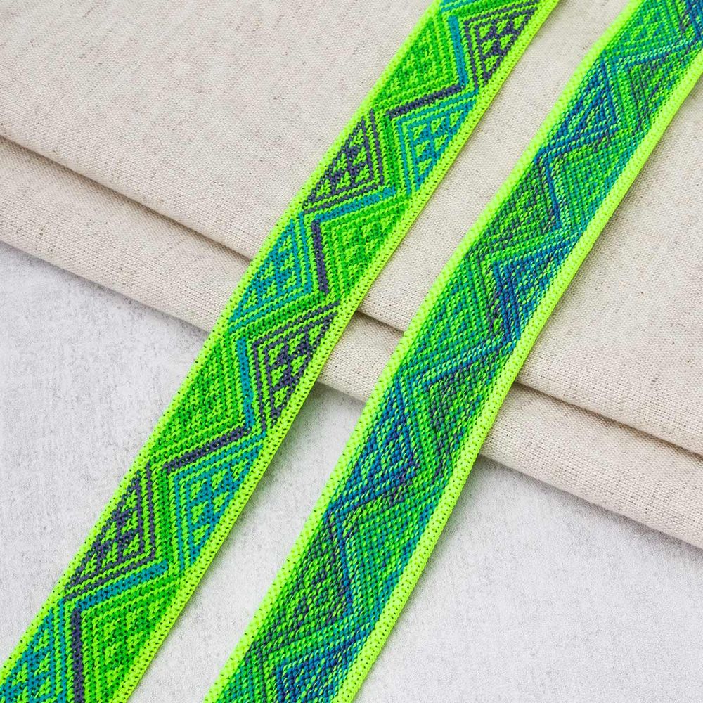 Резинка для подтяжек (помочная) 25.0 мм, / 20 метров, 387 салатово-желтый-бирюзовый