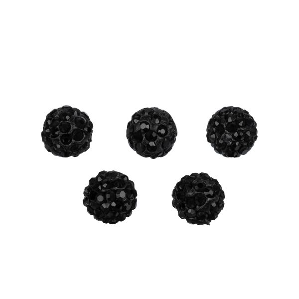 Бусины пластик ⌀10 мм, 5 шт, №01 черный, Zlatka BWM-10