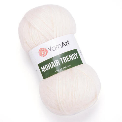 Пряжа YarnArt (ЯрнАрт) Mohair trendy / уп.5 мот. по 100 г, 220м, 1003 белый