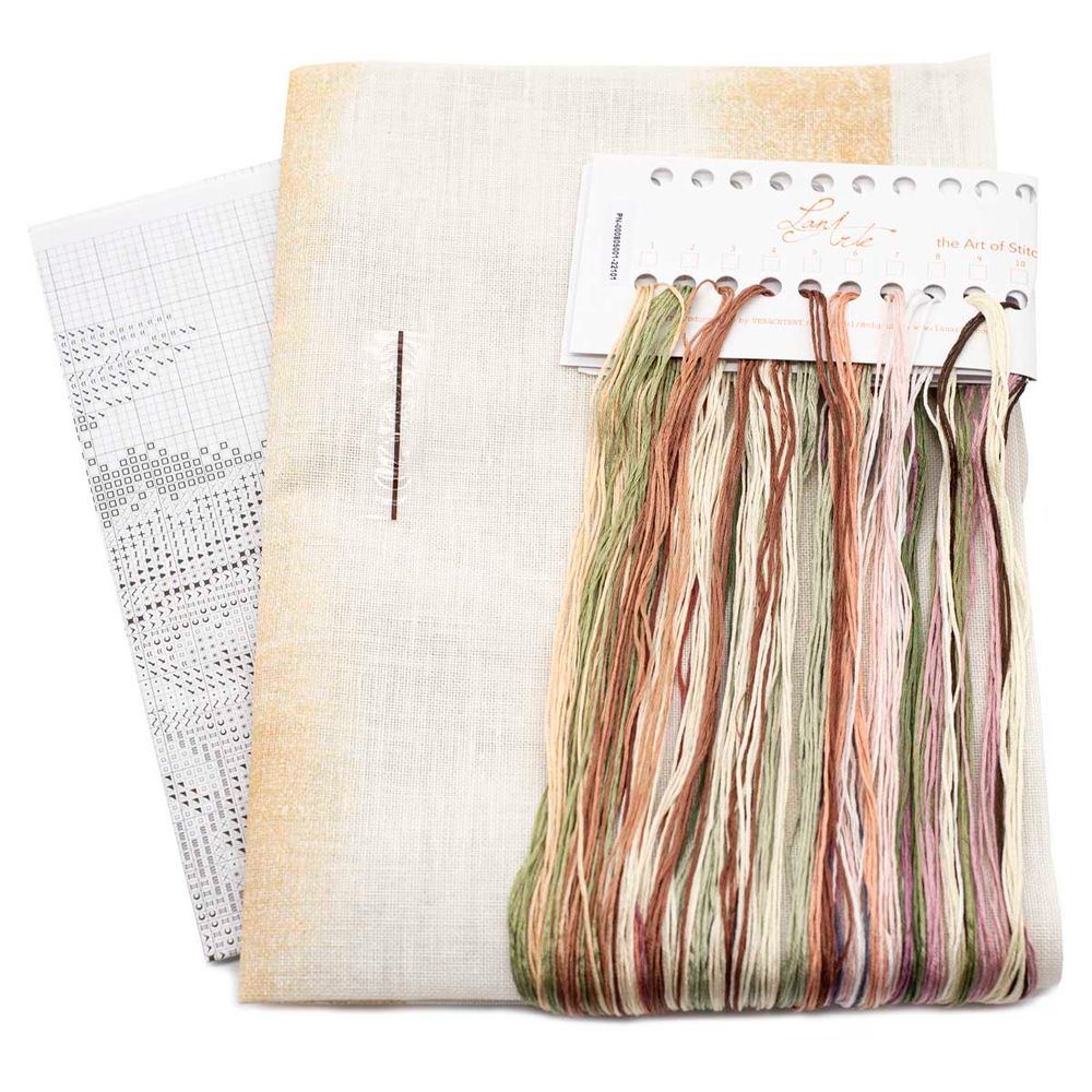 Набор для вышивания нитками Lanarte, Роза Botanical 20х60см