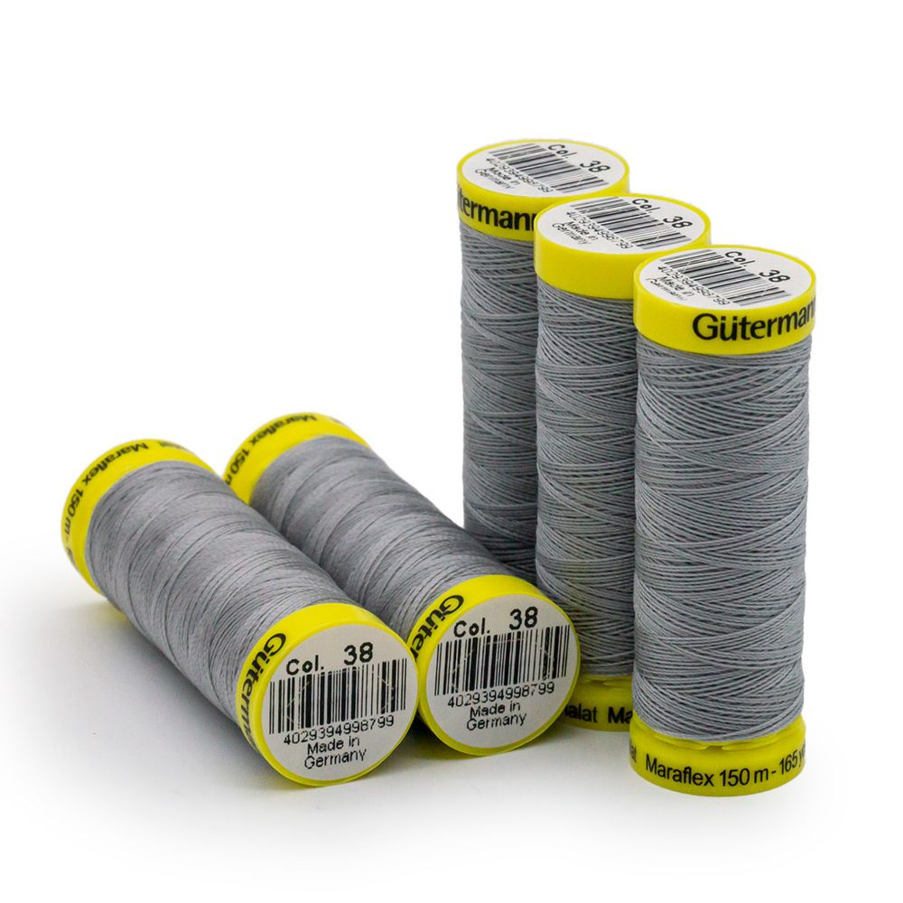 Нитки для трикотажа Gutermann Maraflex, 150м, 038 св.серый, 5 катушек