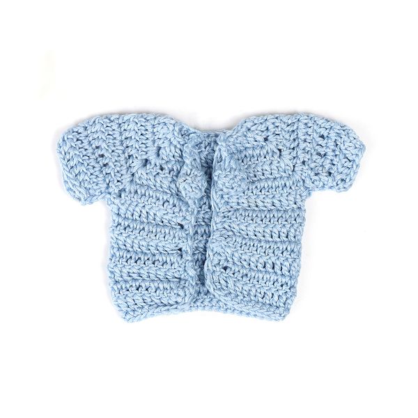 Кофта вязаная мини (ручная вязка), ширина 8см длина 9см рукав 5см цв.голубой