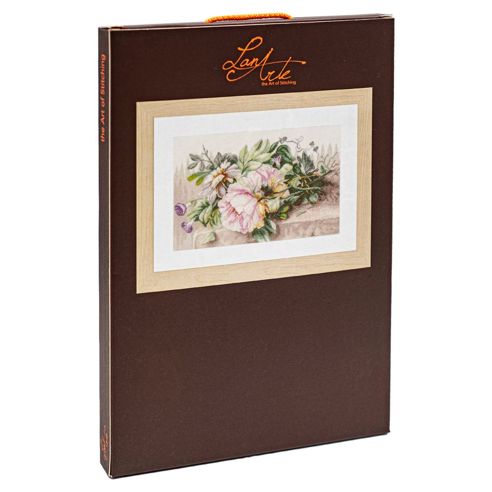 Набор для вышивания нитками Lanarte, Натюрморт с пионами и ипомеей 39х26см