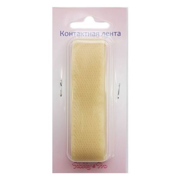 Лента контактная липучка фасовка (велкро) пришивная 20 мм / 25 см, 29 персик, ПАРА (крючок+петля), Hobby&Pro, качество 