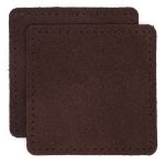 Заплатки пришивные из замши, квадрат 8см с перфорацией, 2 шт, 100% кожа, 21 темно-коричневый, 59122