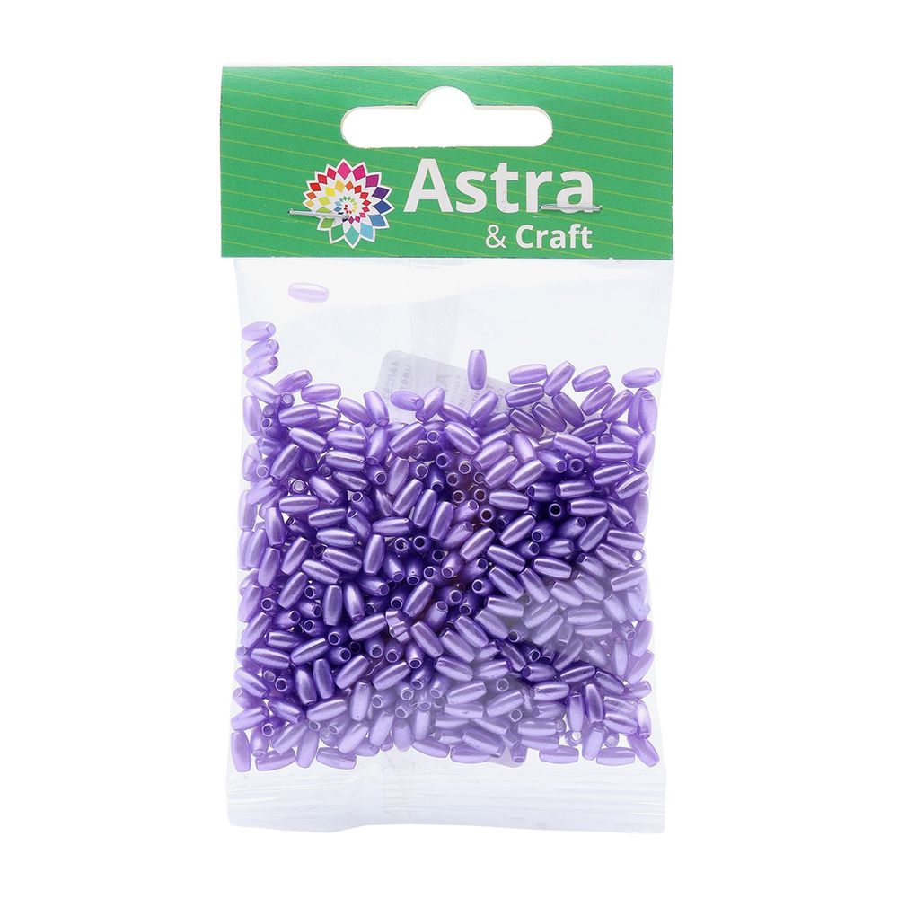 Бусины пластик (жемчуг) 3х6 мм, 15 г, Astra&Craft (фиолетовый), 4AR293/294