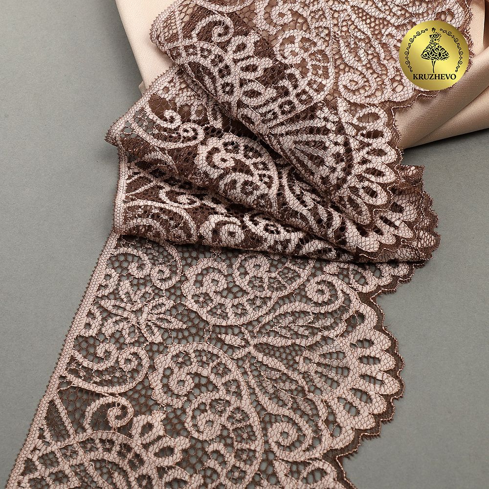 Кружево эластичное (стрейч) 110 мм, 40992PP цв.бежевый уп.115м, Kruzhevo