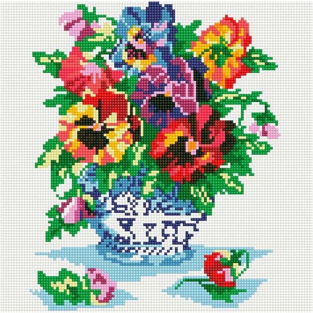 Алмазная (кристальная) мозаика Белоснежка, Анютины глазки 30х30 см