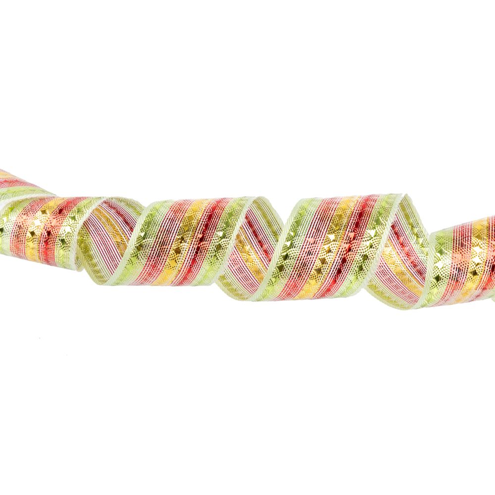 Лента металлизированная Стрела 25±2 мм / 25±0.5 метров, под золото-красный-салатовый / gold-red-lt.green, Blitz