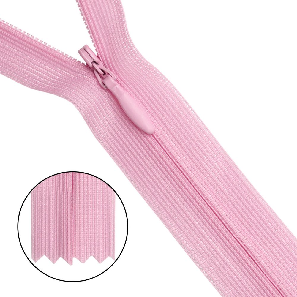 Молния потайная (скрытая) Т3 (3 мм) 1 зам., н/раз., 50 см, роз. 31302 / 50, 10 шт