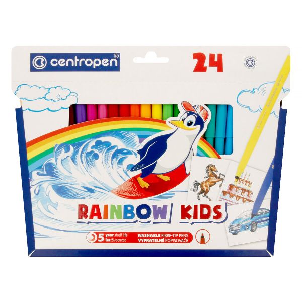 Набор цветных фломастеров RAINBOW KIDS PA 24 цв, 7550/24, Centropen