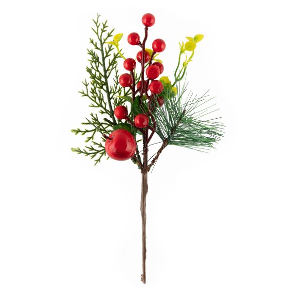 Веточка хвойная с ягодами 3 шт, 26 см, 01, Blumentag VDF-125