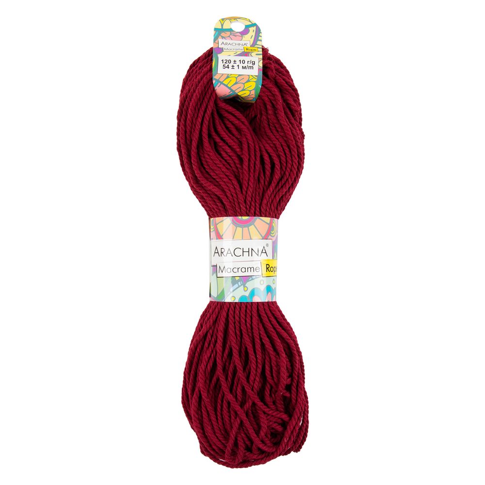 Пряжа ARACHNA Macrame Rope 70% хлопок, 30% полиэстер, 3 шт, х120±10 г 54 м ± 1 м, №502 бордовый, Arachna Macrame Rope