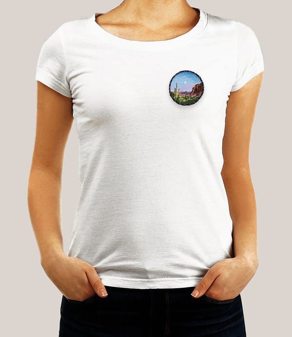 Набор для вышивания нитками Panna Живая картина JK-2295, Брошь. Каньон, 5.5х5.5 см