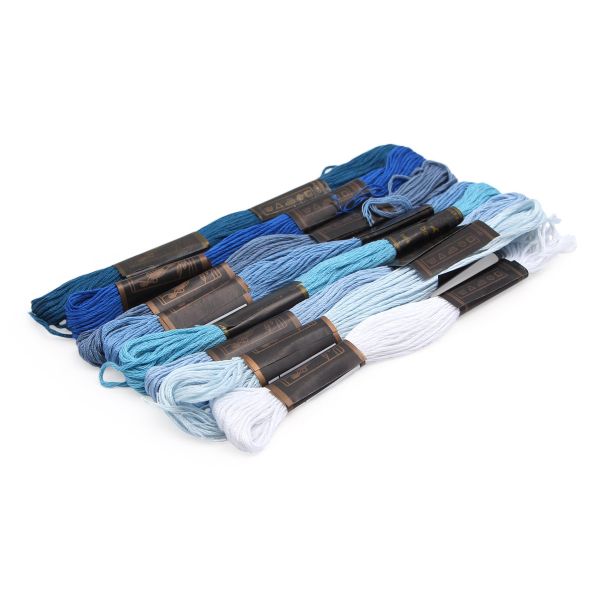 Набор мулине 8 шт / 8м Bestex, голубой микс (№5)