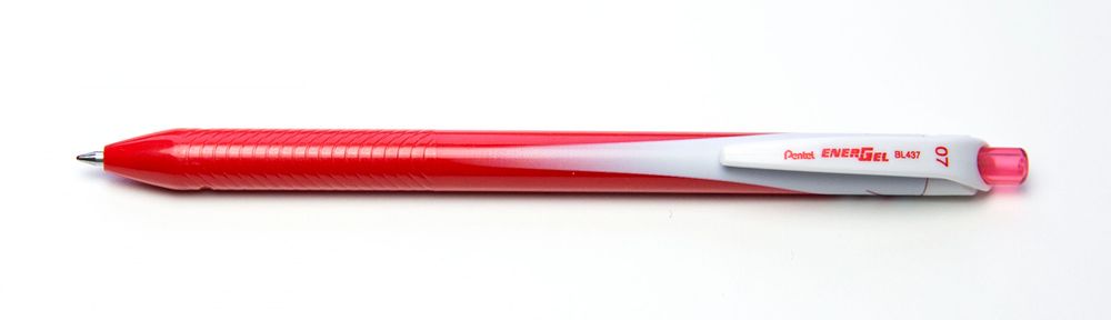 Ручка гелевая автоматическая Pentel Energel, одноразовая ⌀0.7 мм, 12 шт, BL437-B цвет чернил: красный