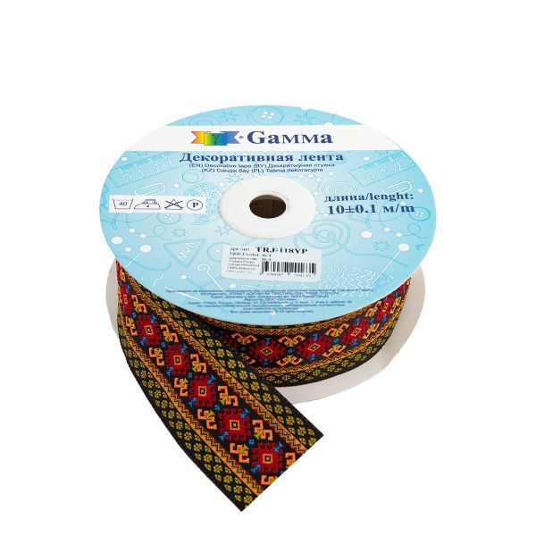 Лента (тесьма) жаккардовая 35.0 мм / 10±0.5 метров, 4, Gamma TRJ-118YP