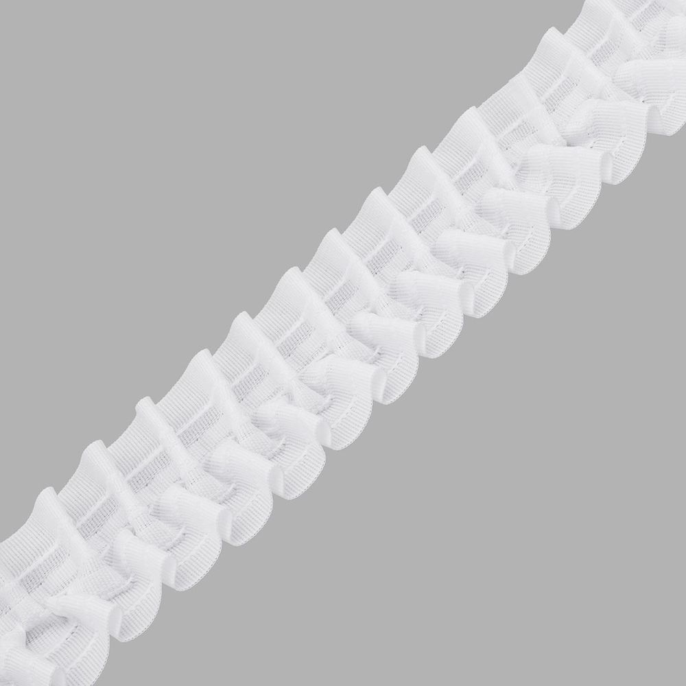 Лента (тесьма) шторная: сборка вафельная (1:2) 60 мм / 10 метров, (2 ряда петель, 4 шнура), белый, 605