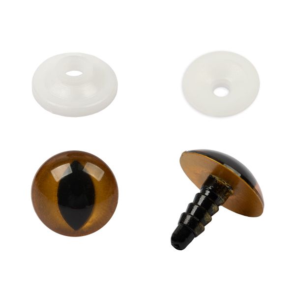 Глазки кукольные с кошачьим зрачком с фиксатором ⌀18 мм, 10 шт (5х2 шт), золотой, HobbyBe PGAS-18