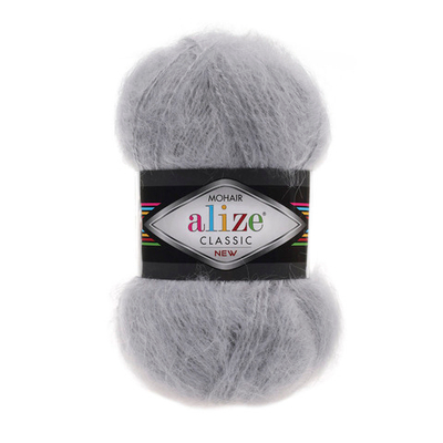 Пряжа Alize (Ализе) Mohair Classic New / уп.5 мот. по 100 г, 200м, 021 серый A