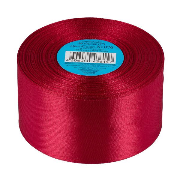Лента атласная 1-сторонняя 50.0 мм / 33±2 метра, 076 св.вишневый, Gamma