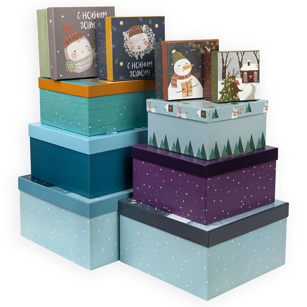 Набор подарочных коробок, 10 шт, 01 Зимняя прогулка, Stilerra SBOX-SN2