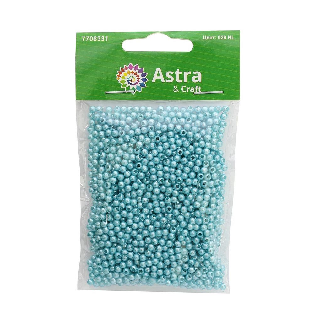Бусины пластик (жемчуг) ⌀3 мм, 20 г, Astra&Craft, 029 NL бирюза