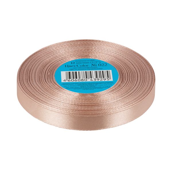Лента атласная 1-сторонняя 12.0 мм / 33±2 метра, 022 бежевый, Gamma