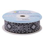 Лента (тесьма) жаккардовая 25.0 мм / 10±0.5 метров, черный/серебро, Gamma TRJ-119(46)
