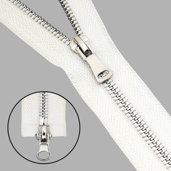 Молния металл Т5 (5 мм) 2 зам., разъем., 85 см, никель, 571 молочный, 5 шт
