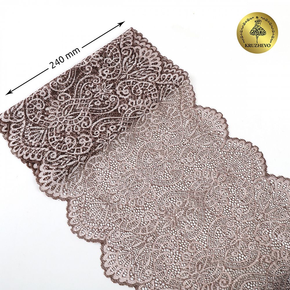 Кружево бельевое эластичное 240 мм / 120 м, диз.4099, бежевый, Kruzhevo