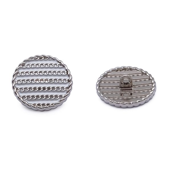 Пуговицы на ножке Твидовая 36L (23мм), металл (White/S (белый/серебро)), ME-651, 36 шт