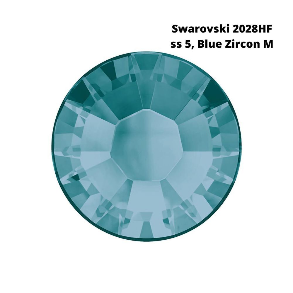Стразы Swarovski клеевые плоские 2028HF, ss 5 (1.8 мм), Blue Zircon M, 144 шт