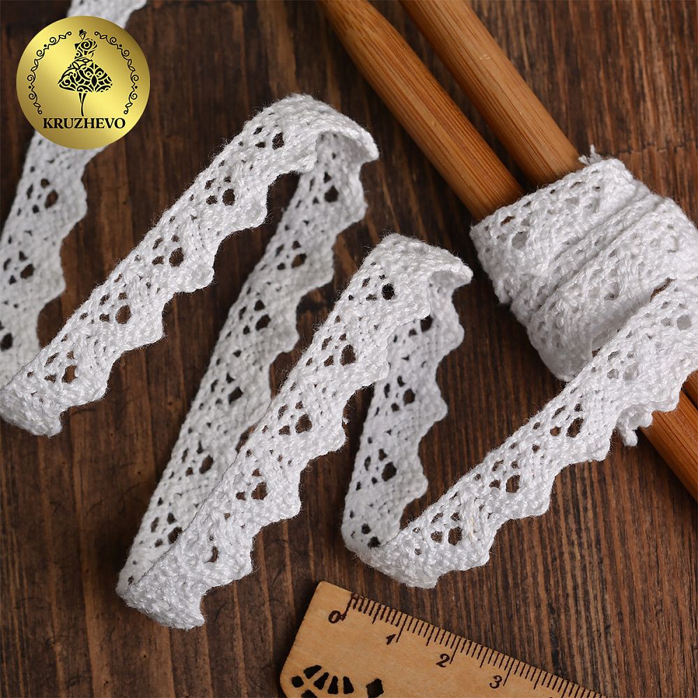 Кружево вязаное (тесьма) 15 мм 5604 цв.02 белый уп.50м, Kruzhevo