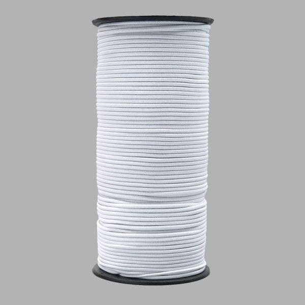 Резинка шляпная (шнур эластичный) ⌀2.5 мм / 100 метров, С501 - белый