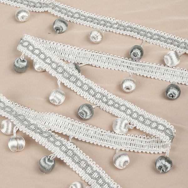 Бахрома отделочная 40.0 мм / 10 метров, 6152-0332, цв.белый+серый 6475