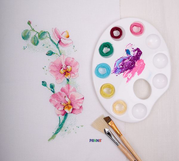 Набор для вышивания нитками Panna, Орхидея, 18х30 см