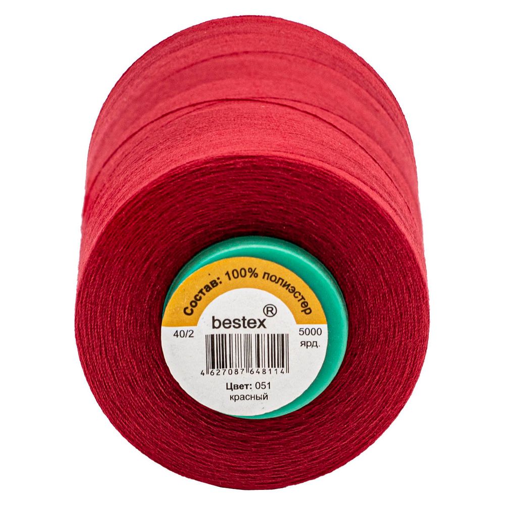 Нитки универсальные Bestex 40/2, 4570 м (5000 ярд) / 1 кат., 051 пуансеттия красная