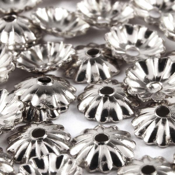 Шапочка для бусин, 3мм 100 шт в упак, Астра, Никель