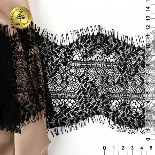 Кружево шантильи (реснички) 120 мм, цв.2 черный, 3 метра, Kruzhevo