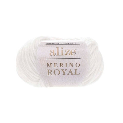 Пряжа Alize (Ализе) Merino Royal / уп.10 мот. по 50 г, 100м, 055 белый A