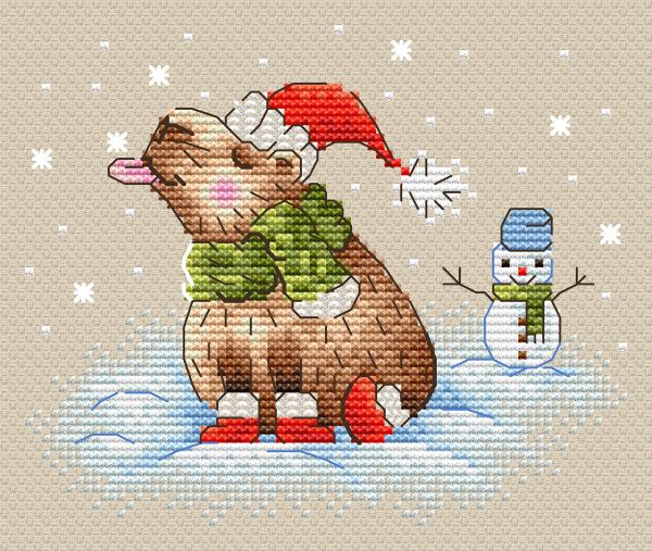 Набор для вышивания нитками МП Студия (Жар-птица), Прогулка на морозе, 11х13 см