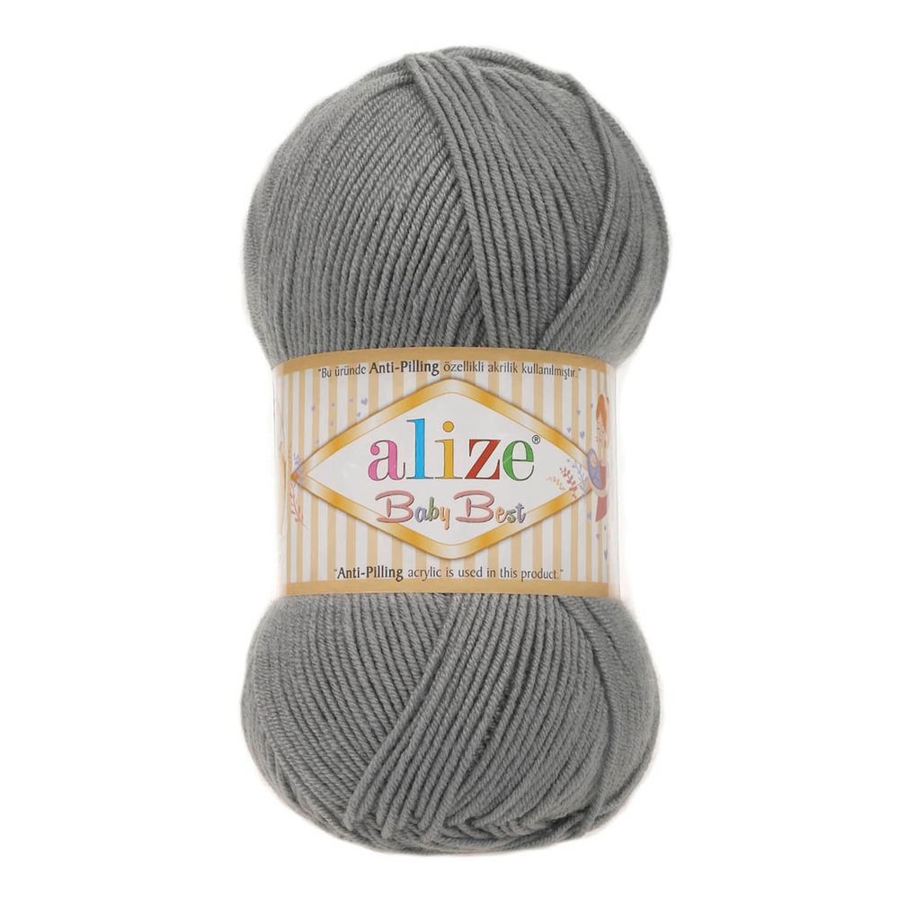 Пряжа Alize (Ализе) Baby Best / уп.5 мот. по 100 г, 240м, 344 серый A